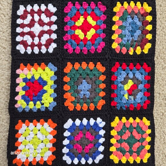 Granny Square Handmade Scarf Spelledit - Picture 6 of 9